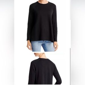 Eileen Fisher women’s black medium cozy knit raglan long sleeve crewneck top.